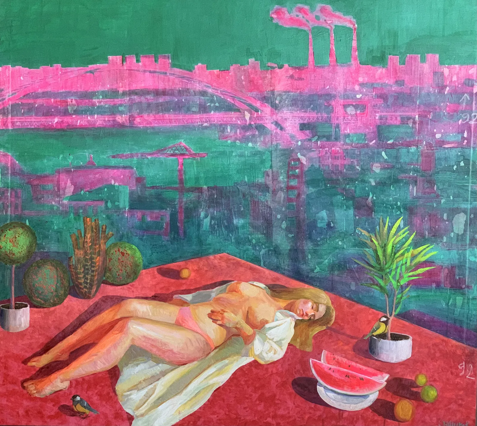 Зображення "Oasis" від Katya Onyshko, розмір: 145x135 cm, матеріали: acrylic, oil, canvas, медіум: Живопис, місто: Kyiv, Ukraine, ціна: $1360 Фото 2 з 7.