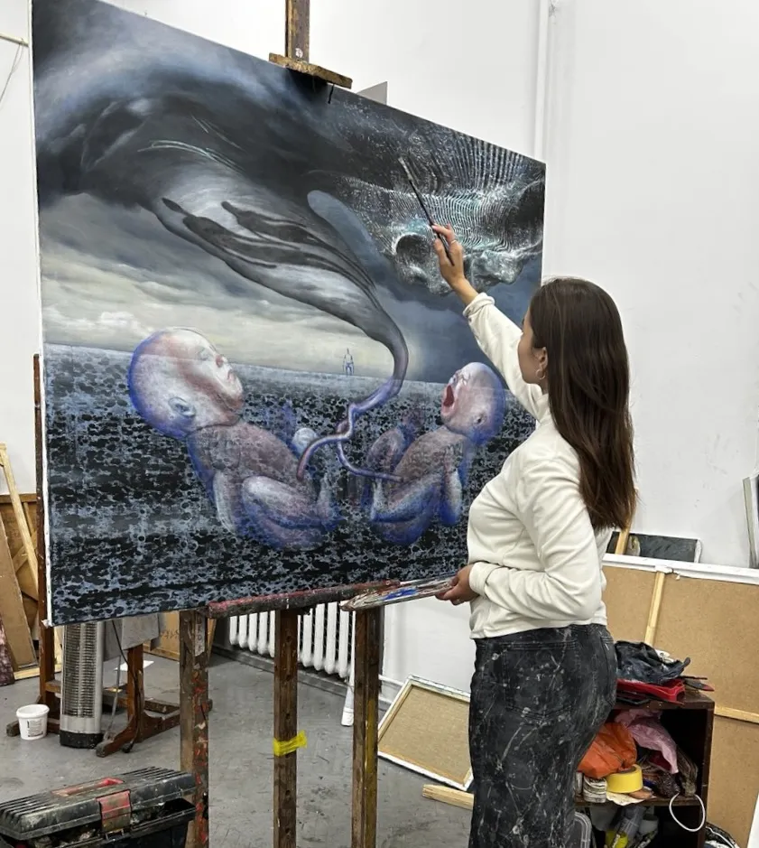 Зображення "Beginning " від Katya Onyshko, розмір: 120x150 cm, матеріали: Acrylic, oil, canvas , медіум: Живопис, місто: Kyiv,Ukraine  Фото 4 з 5.