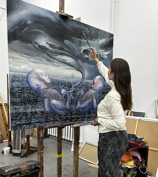 Зображення "Beginning " від Katya Onyshko, розмір: 120x150 cm, матеріали: Acrylic, oil, canvas , медіум: Живопис, місто: Kyiv,Ukraine  Фото 4 з 5.