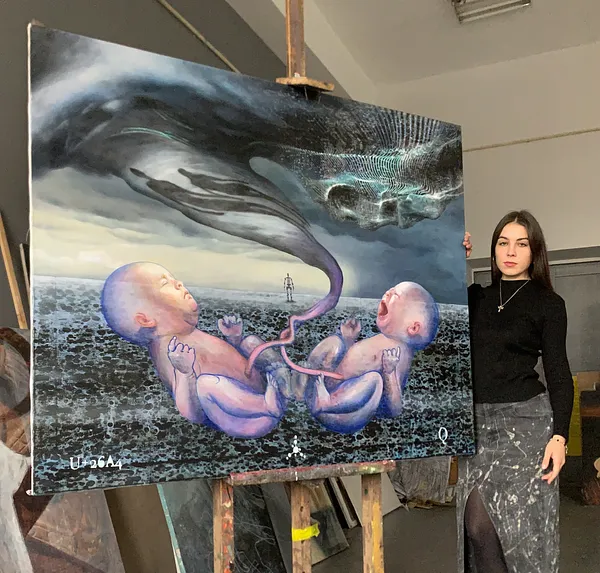 Зображення "Beginning " від Katya Onyshko, розмір: 120x150 cm, матеріали: Acrylic, oil, canvas , медіум: Живопис, місто: Kyiv,Ukraine  Фото 5 з 5.