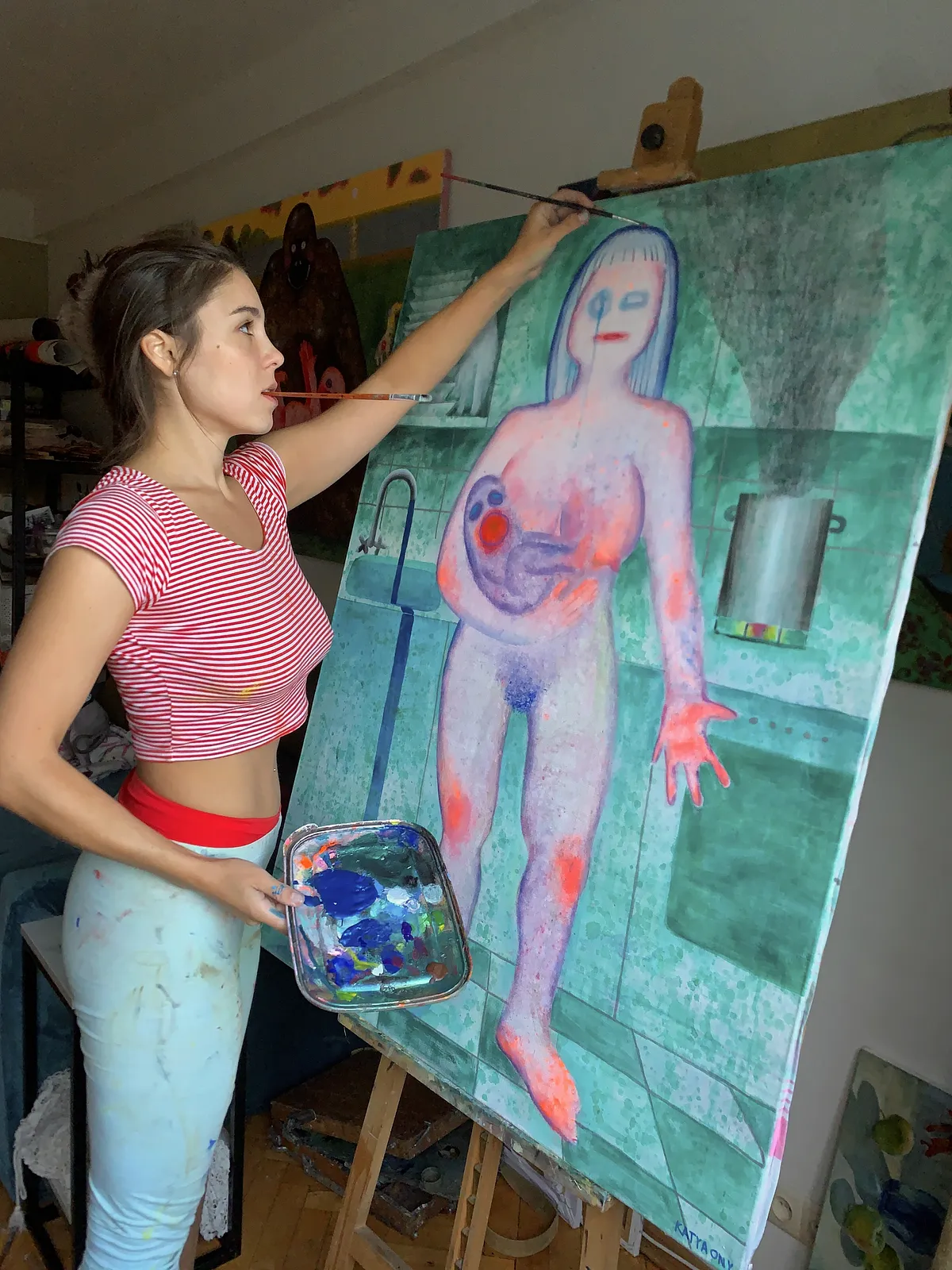 Image of Postpartum by Katya Onyshko, size: 120x90cm, made of акрил, полотно, Painting medium, priced at $1250 Photo 7 of 7.