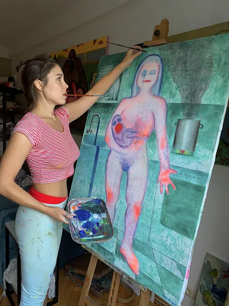 Image of Postpartum by Katya Onyshko, size: 120x90cm, made of акрил, полотно, Painting medium, priced at $1250 Photo 7 of 7.