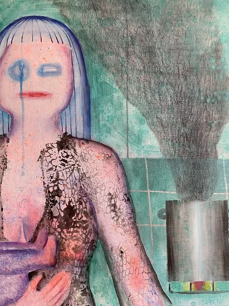 Зображення "Postpartum" від Katya Onyshko, розмір: 120x90cm, матеріали: acrylic, canvas, медіум: Живопис, місто: Kyiv, Ukraine, ціна: $1250 Фото 3 з 7.