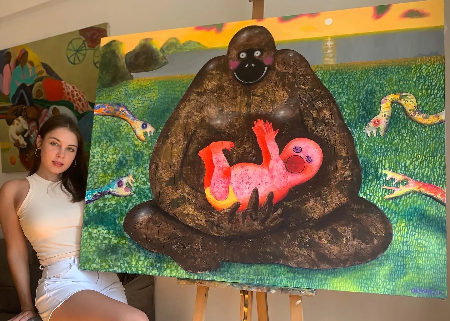 Image of Between Silence and Scream by Kateryna Onyshko, size: 100x130 см, made of Acrylic on canvas, Painting medium, from Kyiv, Ukraine, priced at $1650 Photo 7 of 8.