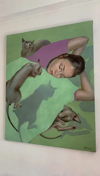 Зображення "Sweet dream tea" від Katya Onyshko, розмір: 100x70 cm, матеріали: Oil, canvas , медіум: Живопис, місто: Kyiv, Ukraine  Фото 3 з 3.