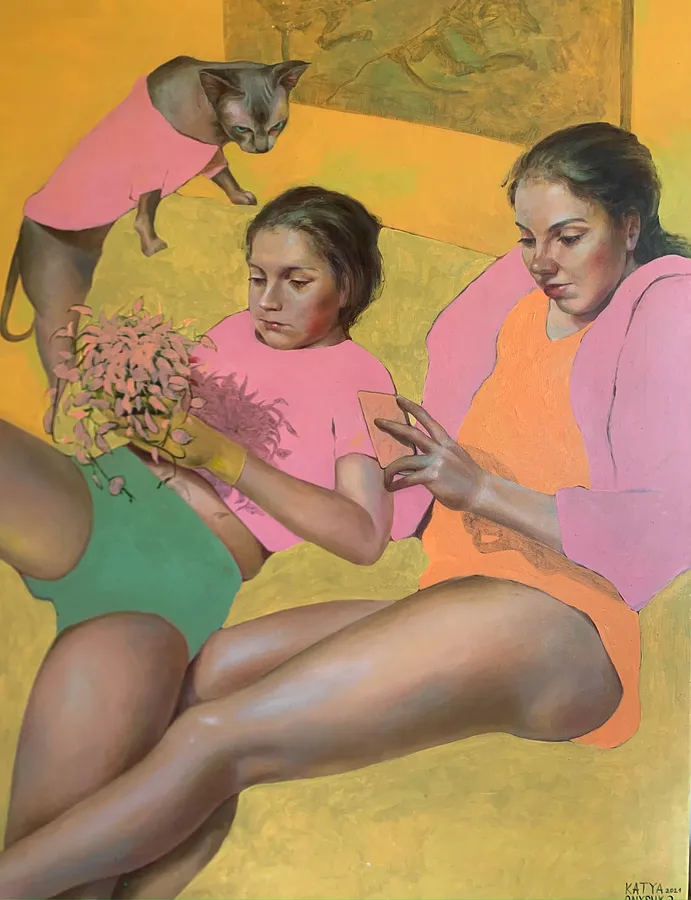 Зображення "At home" від Katya Onyshko, розмір: 100x70cm, матеріали: oil, canvas, медіум: Живопис, місто: Kyiv, Ukraine