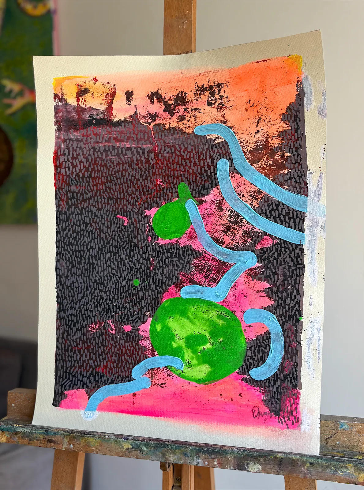 Image of Neon Oasis by Kateryna Onyshko, size: 45х34 см, Painting medium, from Kyiv, Ukraine, priced at $200 Photo 9 of 9.
