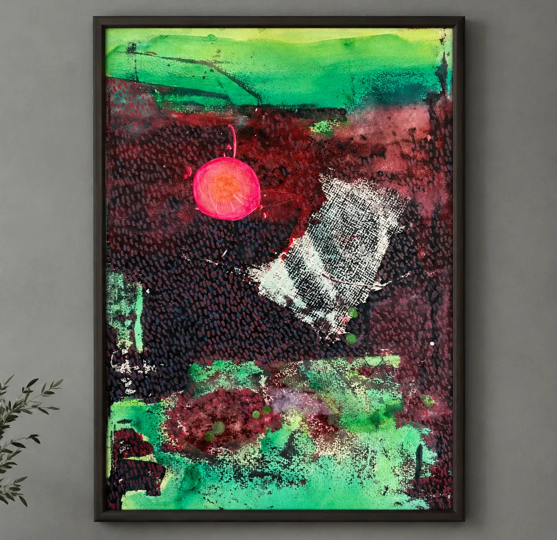 Image of Solstice by Kateryna Onyshko, size: 46х34 см, made of acrylic, paper, mixed media, Painting medium, from Kyiv, Ukraine, priced at $200 Photo 1 of 2.