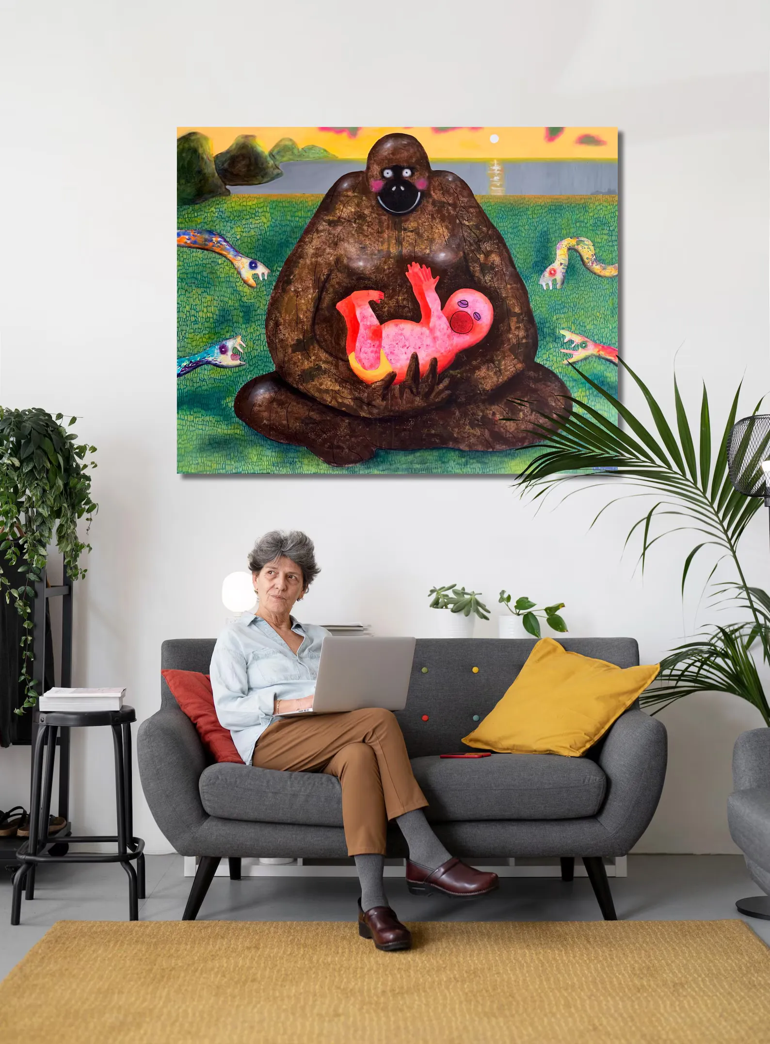 Image of Between Silence and Scream by Kateryna Onyshko, size: 100x130 см, made of Acrylic on canvas, Painting medium, from Kyiv, Ukraine, priced at $1650 Photo 4 of 8.